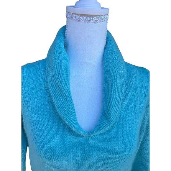 VTG Rafaella Angora Sweater Lambswool S Blue Cowl Neck Y2K 90s Quiet Luxury - Picture 2 of 9